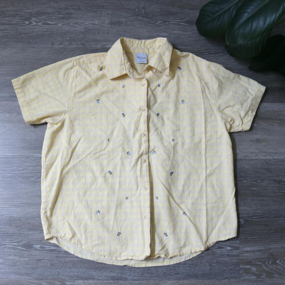 Simple Garden Cascade Blues Collared Button Up Ye… - image 2